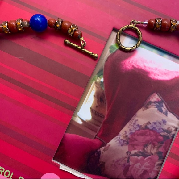 VINTAGE RAINBOW SWIRL MULTICOLOR WESTERN BEADED NECKLACE COLORFUL ARTSY NECKLACE - Picture 9 of 10